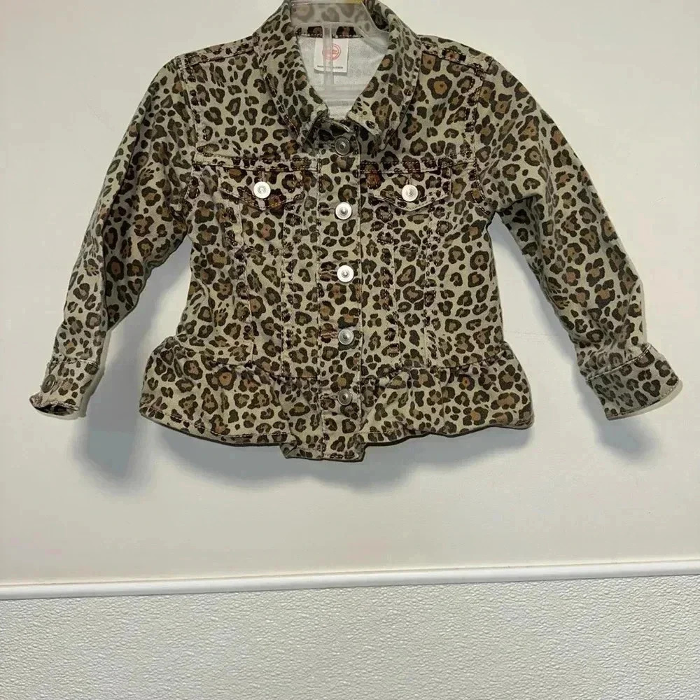 Girls Wonder Nation Jacket 3T Beige Brown Leopard Cheetah Print